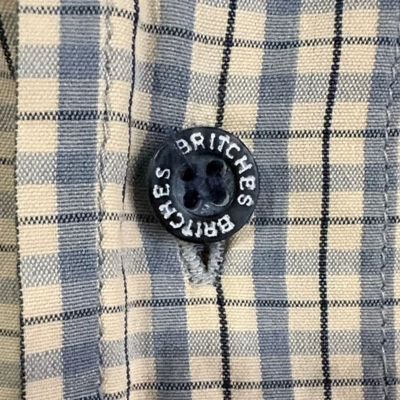 Men's Beige Plaid Button-Down Shirt - Picture 3 of 5